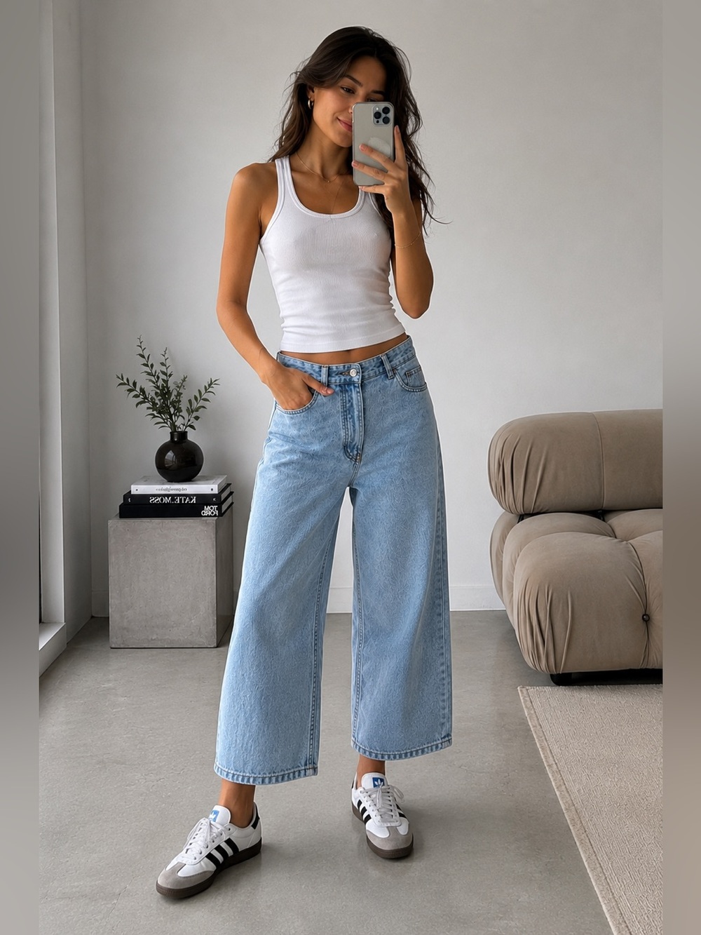 GANNI Jeans Women Size 26 Light Wash Wide Leg High Rise Baggy Button Fly Denim
